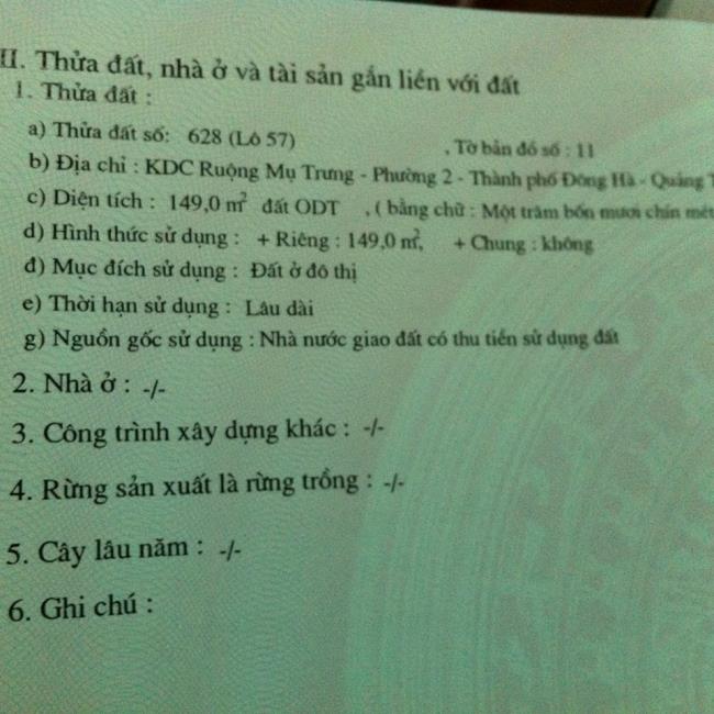 Bán Đất thuộc KDC Ruộng Mụ Trưng, phường 2, TP Đông Hà, Quảng Trị.