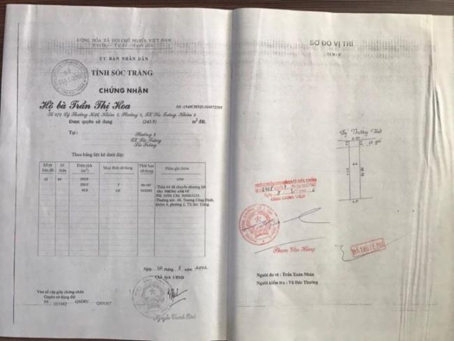 Bán nhà 2 tầng số 872 đường Lý Thường Kiệt Khóm 4, tỉnh Sóc Trăng