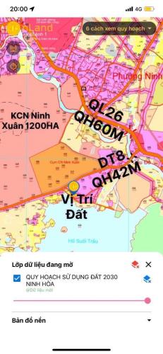 bán đất Vuông vắn thông ra 3 đương dt8 6 va ql26  cạnh hồ Suối Trầu Ninh Xuân Ninh Hoà lh - 3