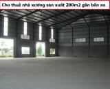 Cho thuê nhà xưởng sản xuất 200m2 đường 7,5 m khu vực gần bến xe trung tâm