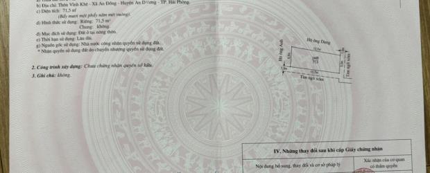Lô góc 2 mặt tiền  Vĩnh Khê, An Đồng, An Dương  71m giá chỉ 1,5x tỷ  LH 0979087664 - 1