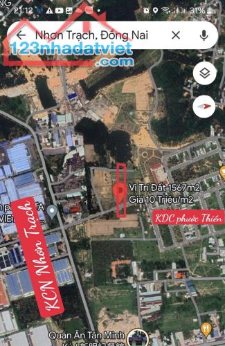 Bán lô đất cạnh khu công nghiệp Nhơn Trạch dt 1567m2 giá chỉ 10 triệu/m2 - 1