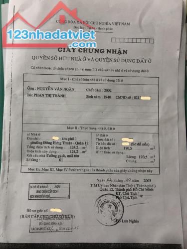 Bán nhà Nguyễn Văn Quá P. Đông Hưng Thuận Q. 12, 170m2, giá giảm còn 7 tỷ - 3