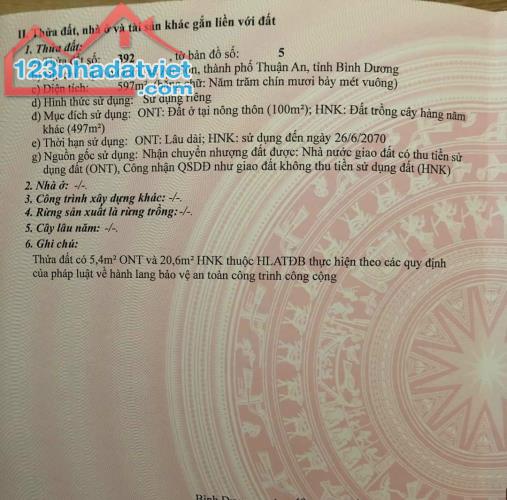 Lô Đất Mặt Tiền Trục Chính An Sơn 01, Thuận An, Gần đường Vành Đai 3 chuẩn bị Làm - 3