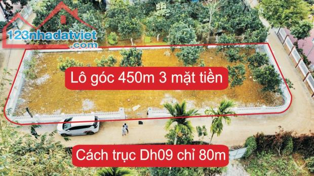 Bán Đất Hòa Thạch lô góc 3 mặt tiền 450m2 gia 13 trieu sát đường DH09. LH: 0977234623 - 1