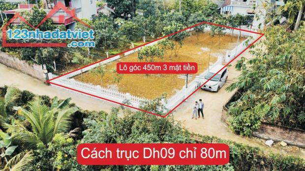 Bán Đất Hòa Thạch lô góc 3 mặt tiền 450m2 gia 13 trieu sát đường DH09. LH: 0977234623 - 2