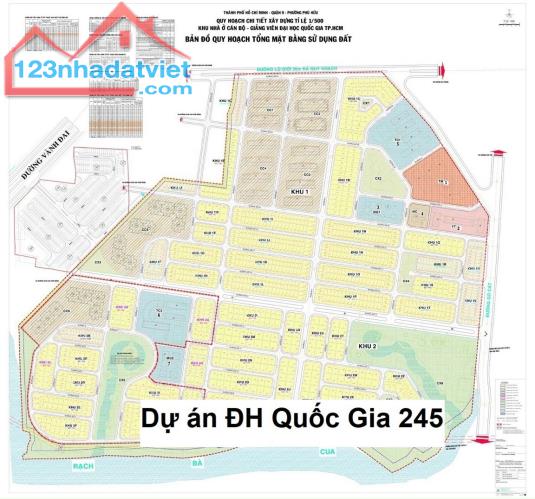 Bán đất dự án Đại học Quốc Gia 245 Quận 9 đường Gò Cát phường Phú Hữu Quận 9 Tp.Thủ Đức