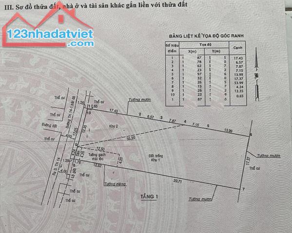 BÁN ĐẤT THỔ CƯ TÂN HIỆP ,HÓC MÔN-GẦN NHÀ MÁY NƯỚC TÂN HIỆP DT 927M2 GIÁ CHỈ 18 TỶ - 2