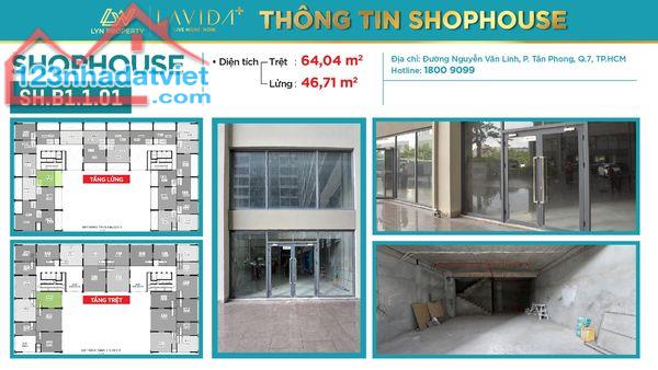 Cho thuê shophouse dự án Lavida Plus Quận 7, Diện tích từ 105m2 giá t72 525k/m2/th