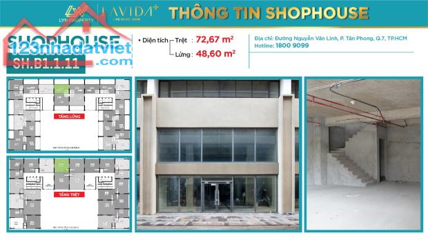 Cho thuê shophouse dạng Duplex tại dự án Lavida Plus Quận 7, Diện tích đa dạng - 1