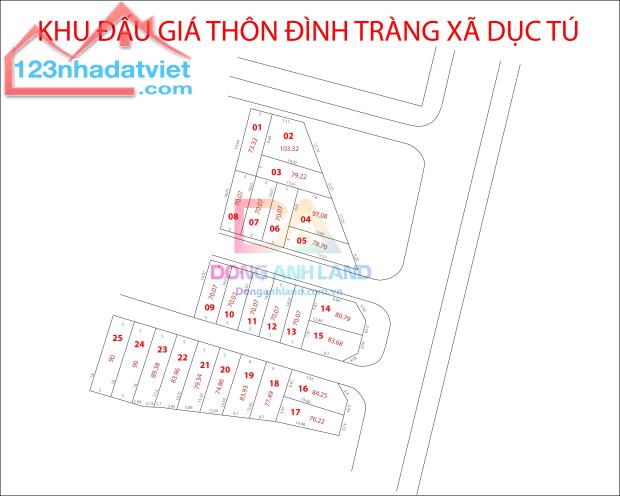 Bán đất đấu giá Đình Tràng Dục Tú Đông Anh mặt đường kinh doanh