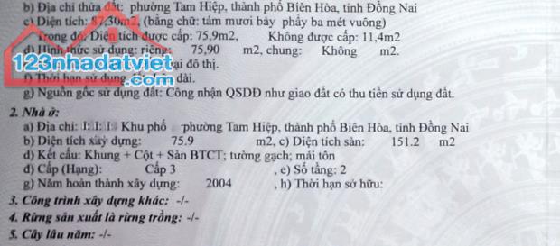 BÁN LỖ NHÀ ĐẤT TAM HIỆP 1TRỆT 1LẦU SỔ HỒNG THỔ CƯ ĐƯỜNG RỘNG BUÔN BÁN - 1