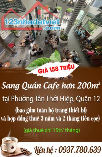 Sang Quán Cafe hơn 200m² tại Phường Tân Thới Hiệp, Quận 12 – Giá 158 Triệu