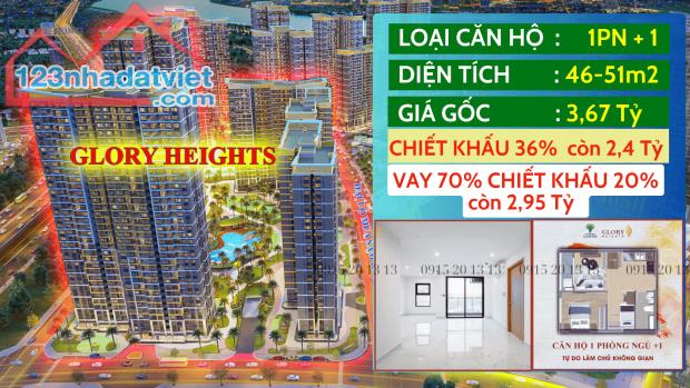 VINHOME GRAND PARK CĂN HỘ 1PN +1 -48M2 CHIẾT KHẤU 36% CÒN 2.4 TỶ, VAY 70% ƯU ĐÃI 24 THÁNG