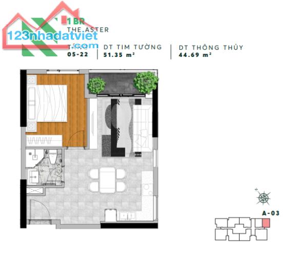 Bán chuyển nhượng căn hộ 1 phòng ngủ tháp Aster, Urban Green, căn góc 51m2 - 1