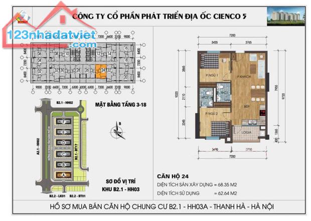 Chính chủ gửi bán căn hộ 2 ngủ giá rẻ nhất tại tòa HH03E B2.1 KDT Thanh Hà Cienco 5 - 4