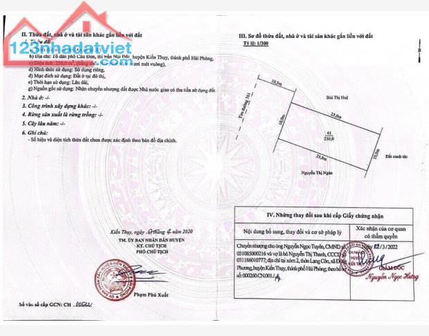 Bán lô mặt đường 361 tại TDP Cầu Đen, TT Núi  Đối, Kiến Thụy, Hải Phòng