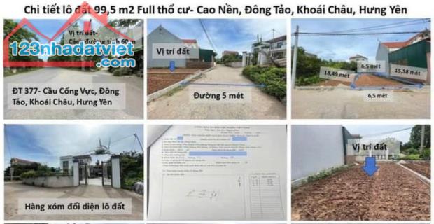 CHÍNH CHỦ Gửi Bán Lô Đất Tại Đông Tảo_ HY : dt 99,5m ,mt hơn 6m,ô tô