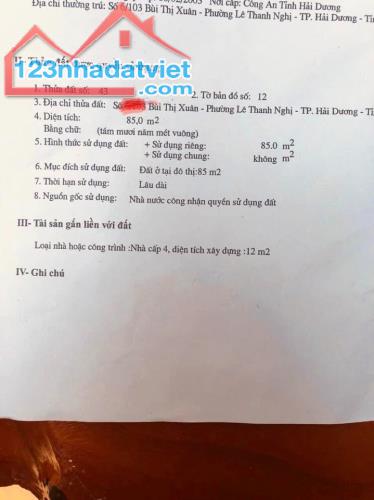 Bán lô đất đường ngõ rộng 6m, ngõ thông tứ phía. ngõ Bùi Thị Xuân, TP Hải Dương