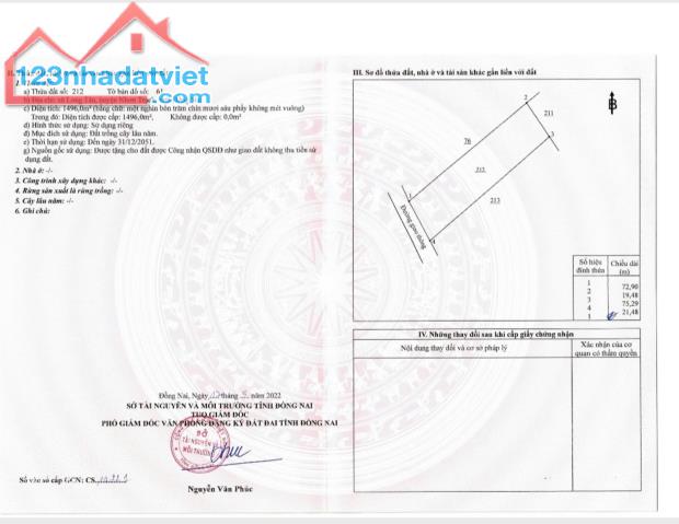 Bán 1496m2 đất sát Vành Đai 3 xã Long Tân Nhơn Trạch - Đồng Nai 5 tỷ TL mạnh - 2