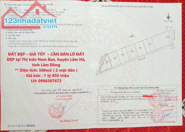 ĐẤT ĐẸP – GIÁ TỐT  – CẦN BÁN LÔ ĐẤT ĐẸP tại Thị trấn Nam Ban, huyện Lâm Hà, tỉnh Lâm Đồng