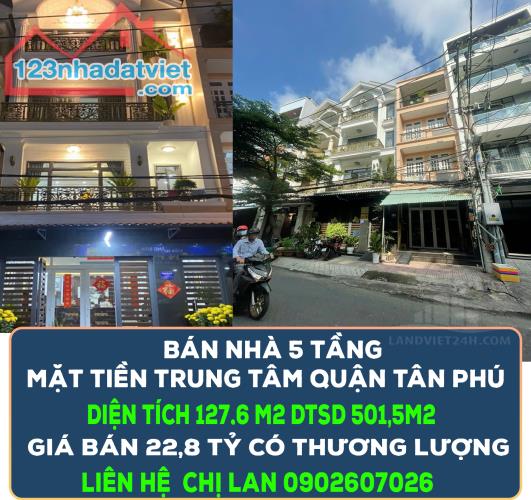 CHÍNH CHỦ BÁN NHÀ 5 TẦNG MẶT TIỀN TRUNG TÂM QUẬN TÂN PHÚ, DTSD: 501,5m2 - 1