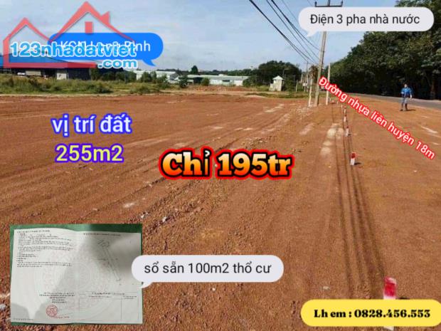 Long Bình , Phú Riềng 255m2 (100m2 thổ cư ) 1.9.5.tr Sổ sẵn phủ Hồng ( 0828.456.553) zalo - 2