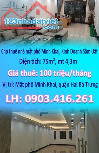 Cho thuê nhà mặt phố Minh Khai, Kinh Doanh Sầm Uất 75m², 8 tầng, 8 ngủ