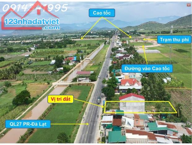 Nút giao cao tốc Cam Lâm Vĩnh Hảo. Mặt QL27A, 20x50m sân bay Thành Sơn 5km, QL1 6km - 1