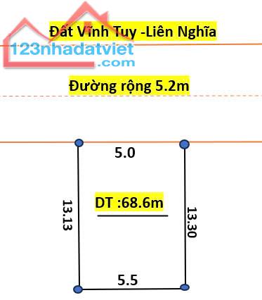 Bán đât vĩnh tuy liên nghĩa  thông số đẹp không tỳ vết diện tích 68.6m nở hậu giá đầu tư