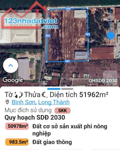 Chuyển nhượng lô đất và xưởng 5.2ha ( 52.000m2) trong KCN tại Long Thành, Đồng Nai