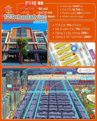 Bán Biệt thự liền kề PB12-08 Vinhomes Ocean Park 3