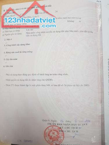 CHÍNH CHỦ BÁN ĐẤT THỔ CƯ GIÁ TỐT NGAY SAU UBND PHÚ HỮU-Q9 - 1