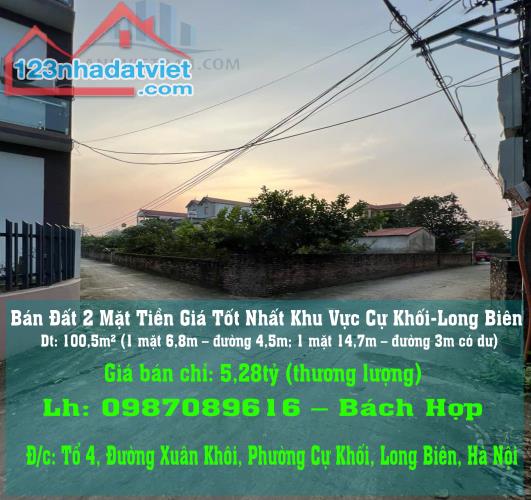 Bán Đất 2 Mặt Tiền Giá Tốt Nhất Khu Vực Cự Khối-Long Biên