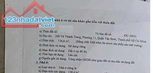 BÁN NHÀ MẶT TIỀN VÕ THÀNH TRANG, P11, TÂN BÌNH.DT:4X36, 8 TẦNG, GIÁ:18 TỶ - 3