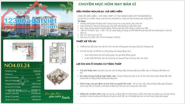 BÁN DỰ ÁN CĂN HỘ SIÊU MẪU - GIÁ SIÊU HỢP LÝ TẠI HANOI MELODY RESIDENCES - 4