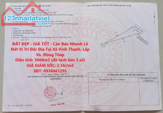 ĐẤT ĐẸP - GIÁ TỐT - Bán Nhanh Lô Đất Vị Trí Đắc Địa Tại Xã Vĩnh Thạnh, Lấp Vò, Đồng Tháp