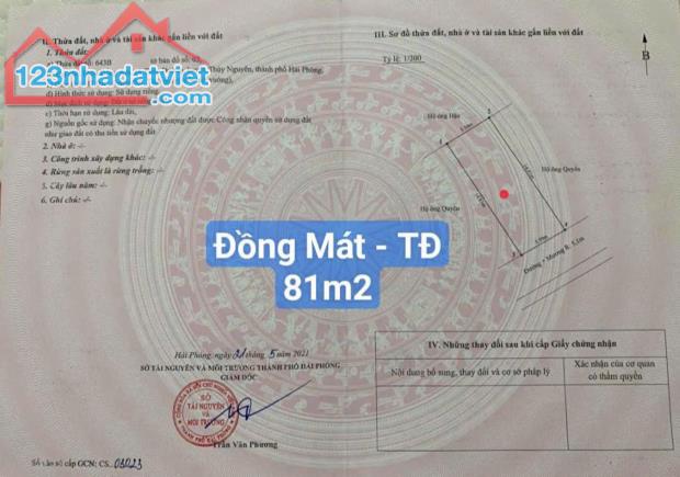 Bán 81m2 trục liên thôn chính tại Thuỷ Đường, Thuỷ Nguyên giá siêu tốt. Lh 0967084289 - 2