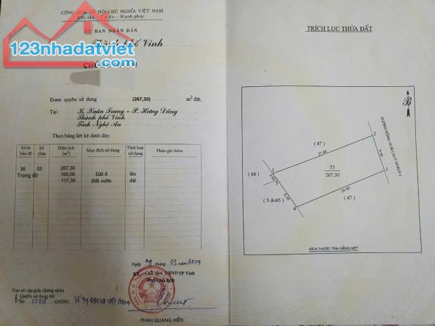 Cần bán đất chính chủ  phường Hưng Dũng, thành phố Vinh, nghệ An