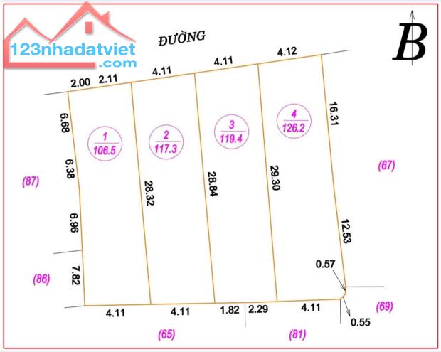 Đất mới phân lô hàng F0 phường Đội Cung, TP Vinh 106,5m2 - 126,2m2 TB đường 5m