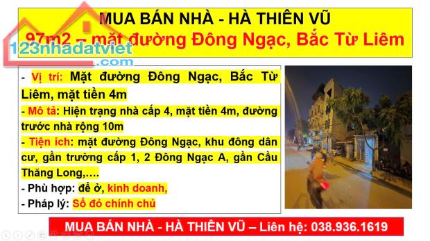 MUA BÁN NHÀ - HÀ THIÊN VŨ 97m2 – mặt đường Đông Ngạc, Bắc Từ Liêm - 2