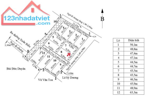 46m2 ngang 4,85m đất đường Xuân Biều, Nguyễn Lương Bằng, Kiến An - Giá 690 triệu