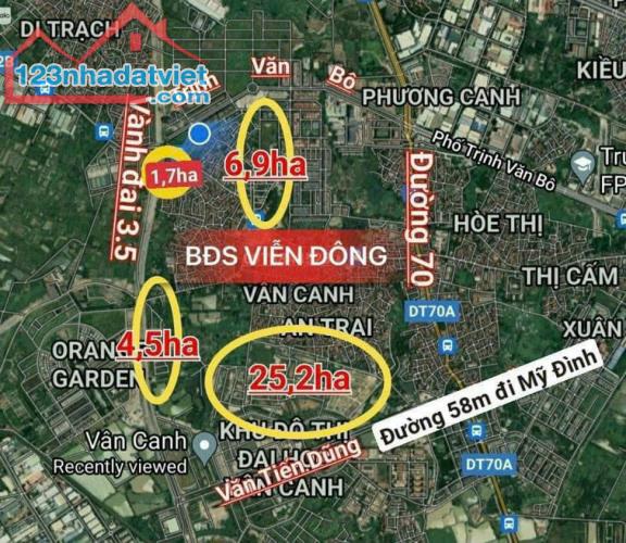 Rẻ nhất lô 50m2 đất dịch vụ 25,2ha Vân Canh không bốt điện, sổ riêng, giá 7,1tỷ bao phí - 1