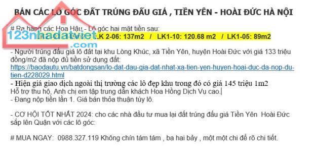 BÁN LẠI ĐẤT TRÚNG ĐẤU GIÁ HOÀI ĐỨC, GIÁ THỎA THUẬN - 4