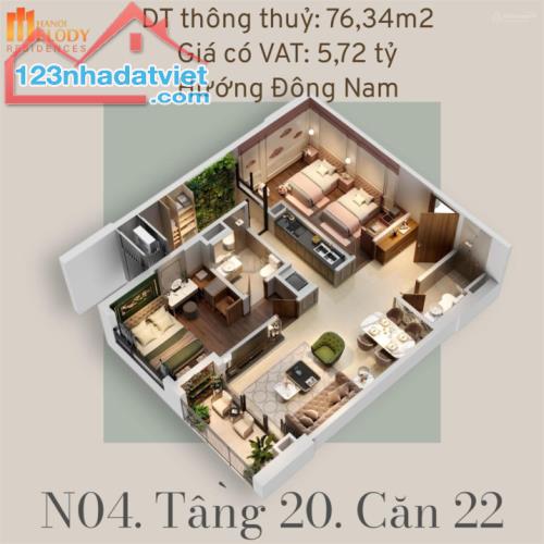 Căn 3 ngủ103m2 tầng đẹp hướng Đông Nam tại Hanoi Melody Residences Linh Đàm. chốt liền - 3