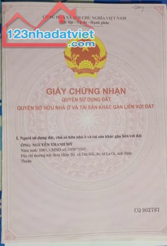 CHÍNH CHỦ CẦN BÁN NHANH LÔ ĐẤT tại tân hải , TX lagi , bình thuận