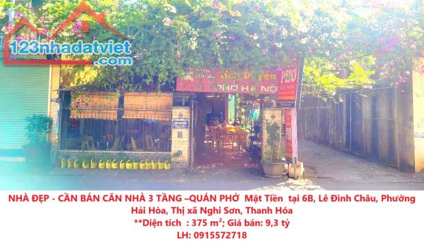 NHÀ ĐẸP - CẦN BÁN CĂN NHÀ 3 TẦNG –QUÁN PHỞ  Mặt Tiền  tại Phường Hải Hòa, TX  Nghi Sơn,