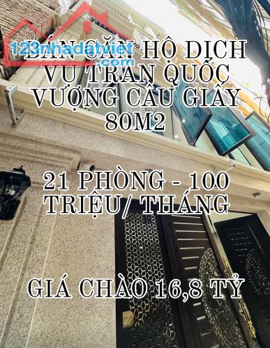 BÁN CHDV TRẦN QUỐC VƯỢNG CẦU GIẤY 80M2-6 TẦNG-MT 12,3M-GIÁ CHÀO 16,8 TỶ-GIÁ THƯƠNG LƯỢNG