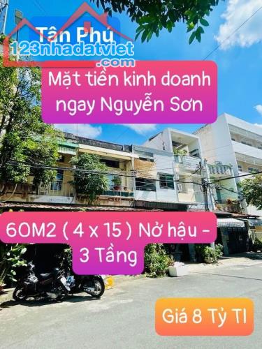 MẶT TIỀN KINH DOANH NGAY KHU BÀN CỜ HỌ LÊ - KỀ NGUYỄN SƠN - 60M2 - 3 TẦNG GIÁ 8 TỶ TL - 2