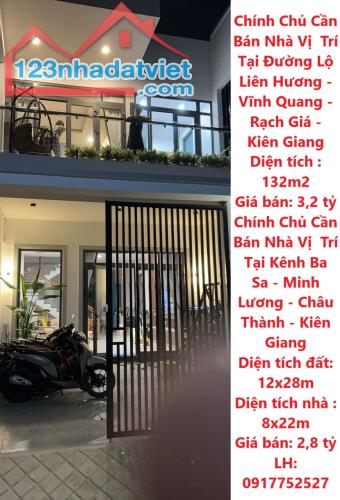 Chính Chủ Cần Bán Nhà Vị  Trí Tại Đường Lộ Liên Hương - Vĩnh Quang - Rạch Giá - Kiên Giang